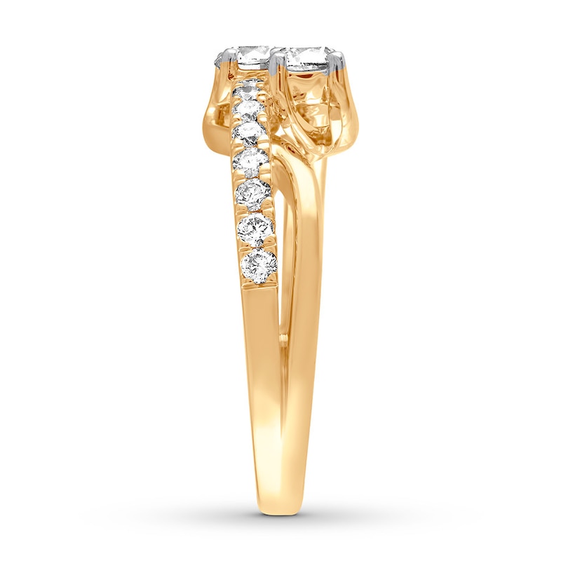 Previously Owned Ever Us Two-Stone Diamond Anniversary Ring 1 ct tw Round-cut 14K Yellow Gold - Size 10