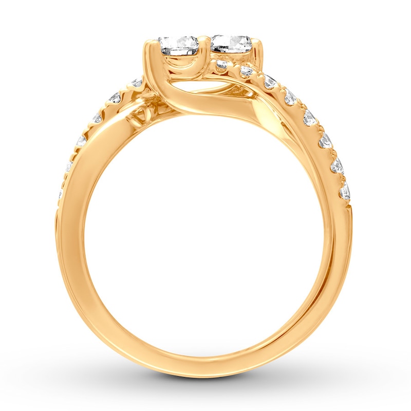 Previously Owned Ever Us Two-Stone Diamond Anniversary Ring 1 ct tw Round-cut 14K Yellow Gold - Size 10