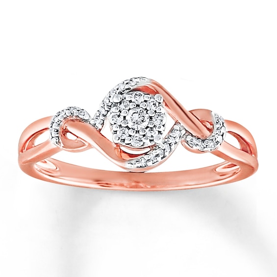 Previously Owned Diamond Ring 1/8 ct tw Round-cut 10K Rose Gold Size 4.75