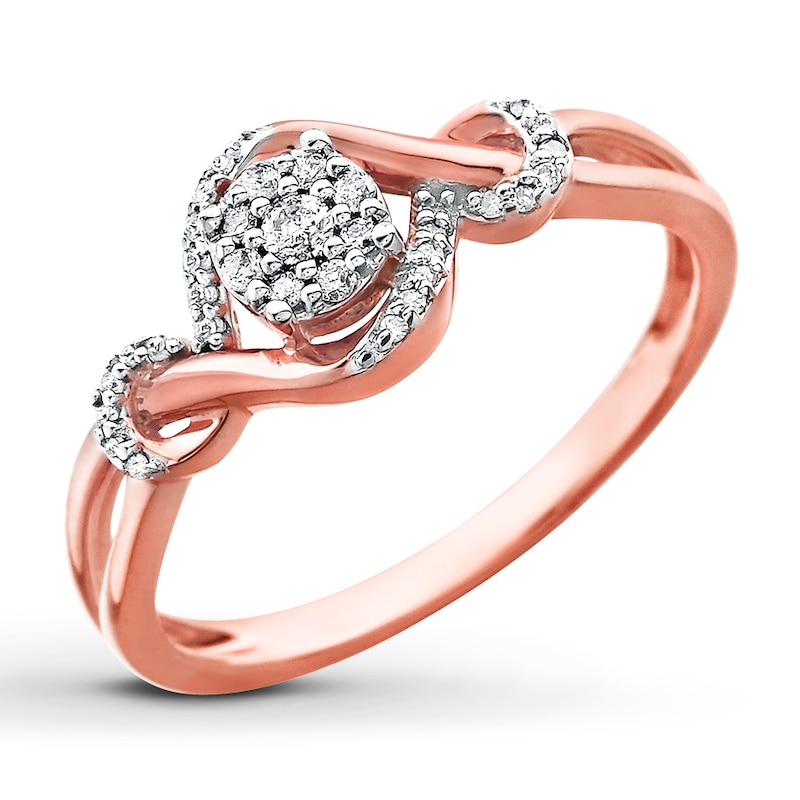 Main Image 4 of Previously Owned Diamond Ring 1/8 ct tw Round-cut 10K Rose Gold - Size 4.75