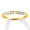 Thumbnail Image 1 of Previously Owned Diamond Midi Ring 1/20 ct tw Round & Baguette-cut 10K Yellow Gold - Size 4