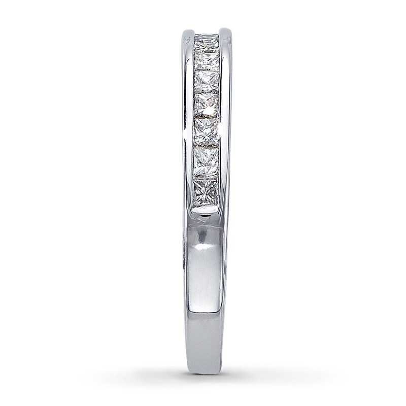 Main Image 3 of Previously Owned Wedding Band 3/4 ct tw Princess-cut Diamonds 14K White Gold - Size 5.5