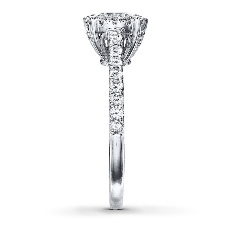 Main Image 3 of Previously Owned Diamond Engagement Ring 1 ct tw Oval & Round-cut 14K White Gold - Size 4.75