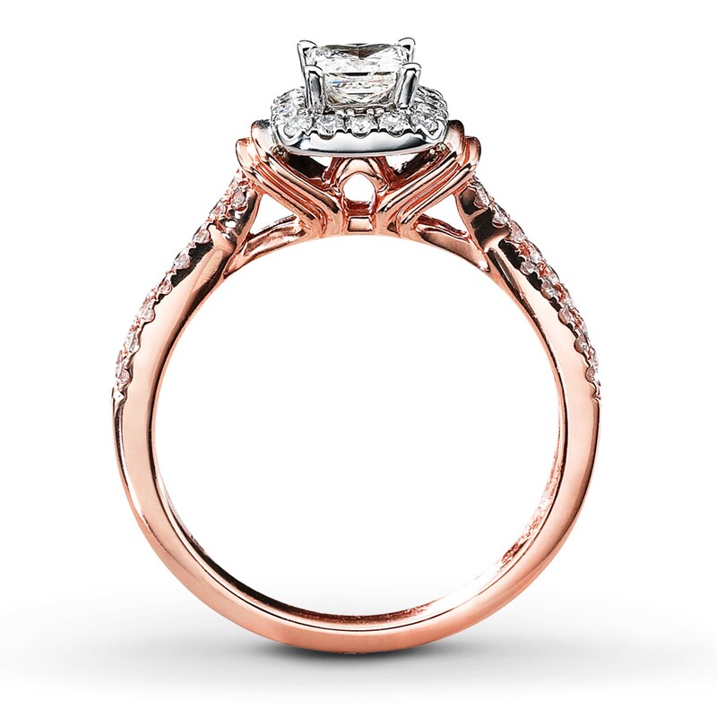 Main Image 2 of Previously Owned Diamond Engagement Ring 3/4 ct tw Princess & Round-cut 14K Two-Tone Gold - Size 4.75