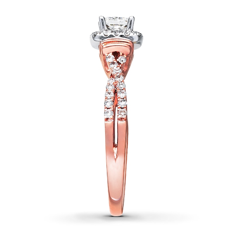 Main Image 3 of Previously Owned Diamond Engagement Ring 3/4 ct tw Princess & Round-cut 14K Two-Tone Gold - Size 4.75
