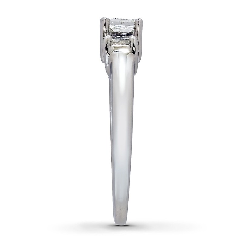 Main Image 2 of Previously Owned 3-Stone Diamond Engagement Ring 1 ct tw Princess-cut 14K White Gold - Size 8.75
