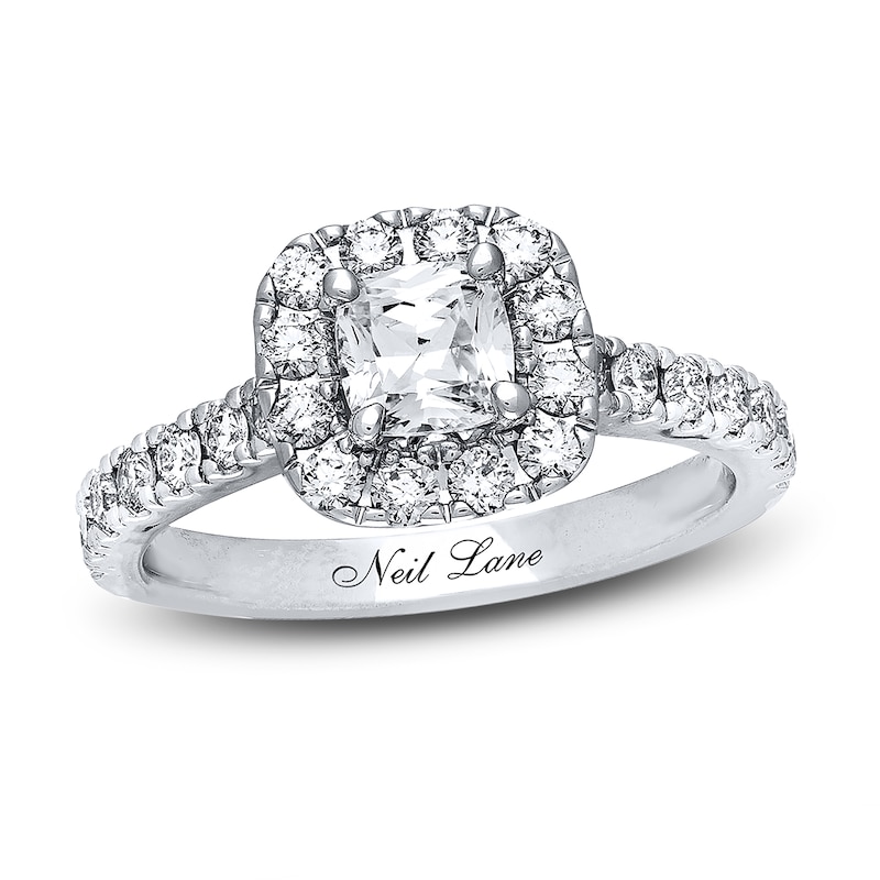 Main Image 1 of Previously Owned Neil Lane Diamond Engagement Ring 1-3/8 ct tw Cushion & Round-cut 14K White Gold - Size 5.25