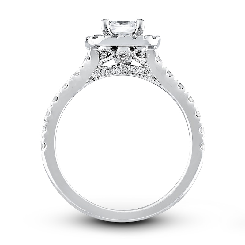 Previously Owned Neil Lane Diamond Engagement Ring 1-3/8 ct tw Cushion & Round-cut 14K White Gold