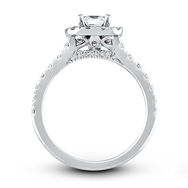 Main Image 2 of Previously Owned Neil Lane Diamond Engagement Ring 1-3/8 ct tw Cushion & Round-cut 14K White Gold - Size 5.25
