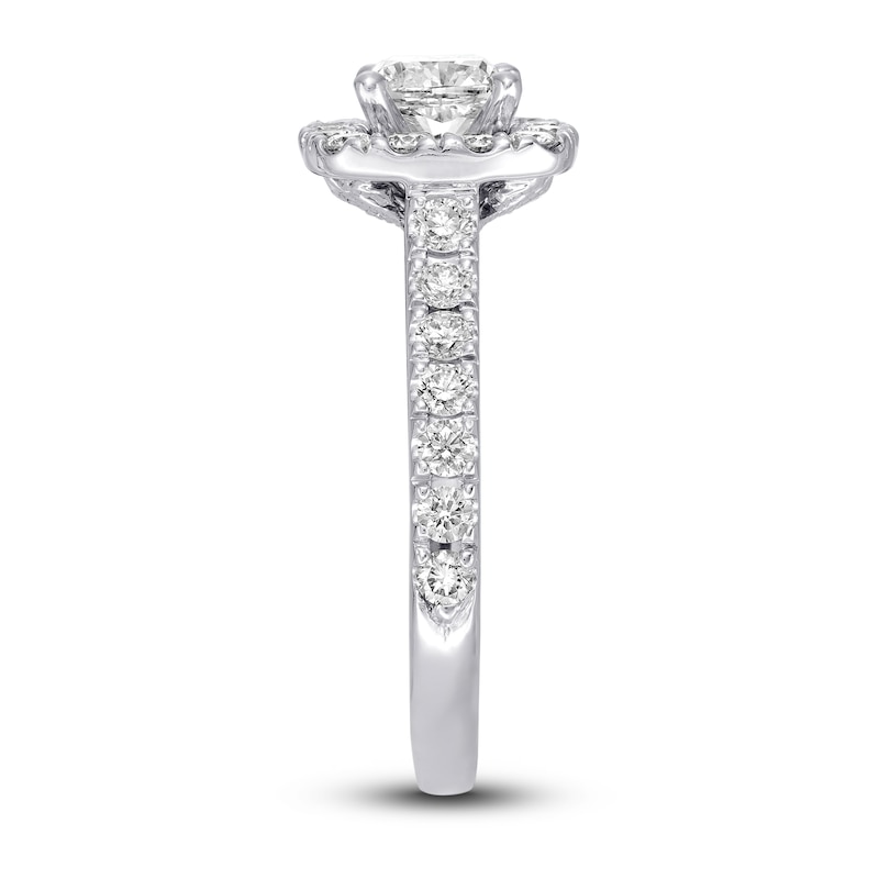 Main Image 3 of Previously Owned Neil Lane Diamond Engagement Ring 1-3/8 ct tw Cushion & Round-cut 14K White Gold - Size 5.25