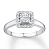 Previously Owned Diamond Engagement Ring 1/4 ct tw Princess & Round-cut 10K White Gold