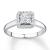 Thumbnail Image 1 of Previously Owned Diamond Engagement Ring 1/4 ct tw Princess & Round-cut 10K White Gold Size 4.5