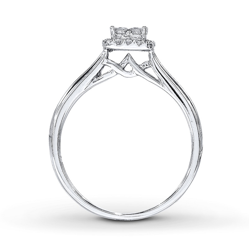 Main Image 2 of Previously Owned Diamond Engagement Ring 1/4 ct tw Princess & Round-cut 10K White Gold Size 4.5