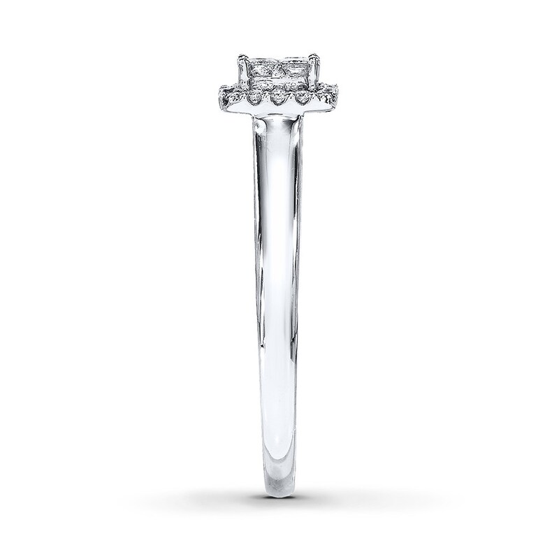 Main Image 3 of Previously Owned Diamond Engagement Ring 1/4 ct tw Princess & Round-cut 10K White Gold Size 4.5