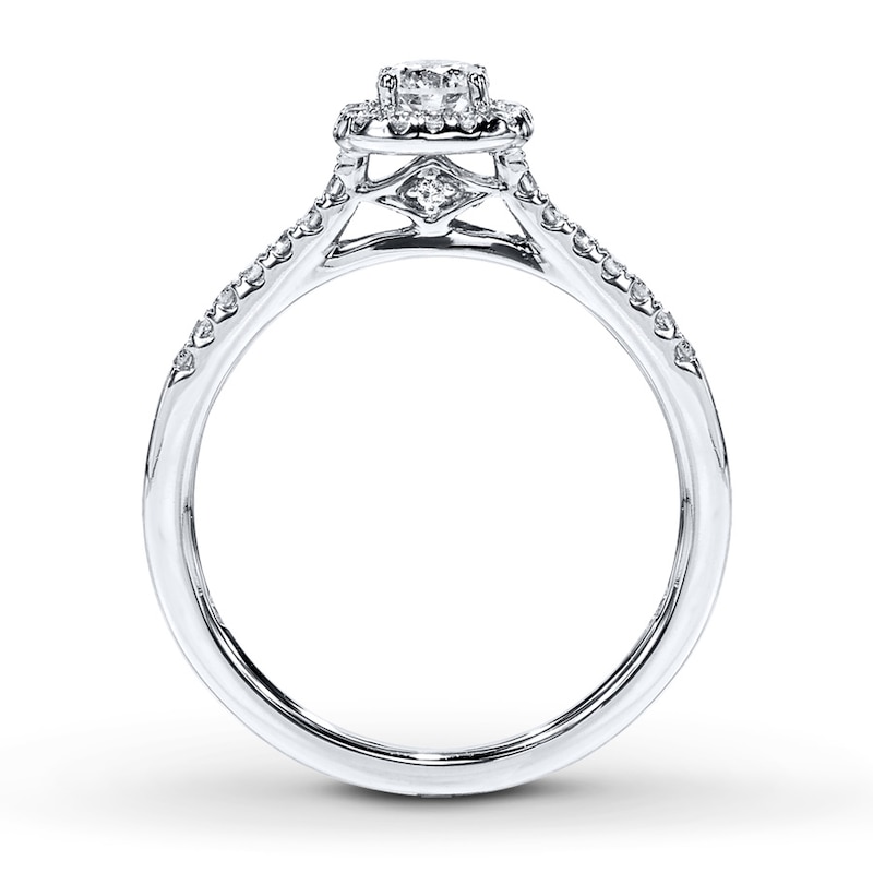 Main Image 2 of Previously Owned Diamond Engagement Ring 3/8 ct tw Round-cut 10K White Gold - Size 9.5