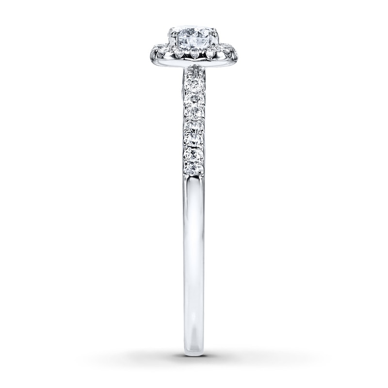 Main Image 3 of Previously Owned Diamond Engagement Ring 3/8 ct tw Round-cut 10K White Gold - Size 9.5