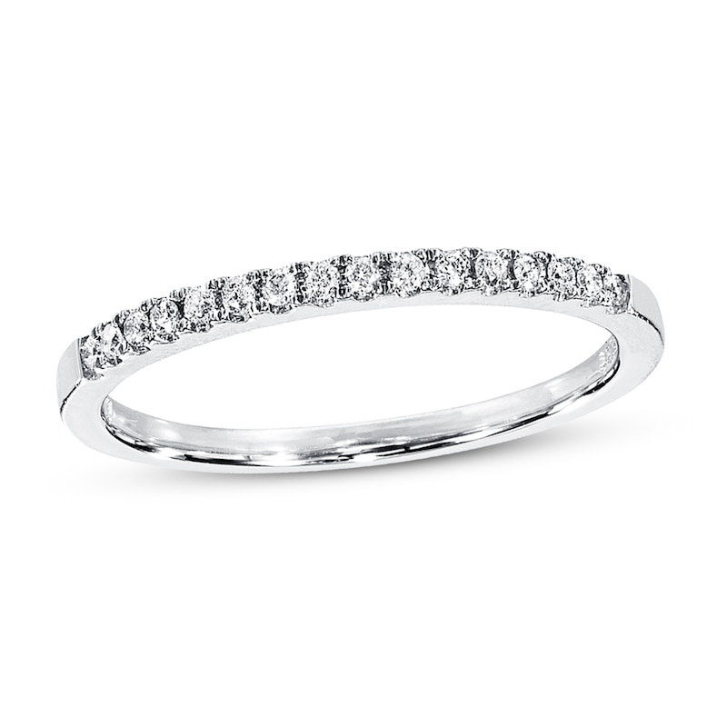 Main Image 1 of Previously Owned Diamond Wedding Band 1/10 ct tw Round-cut 10K White Gold - Size 8.75