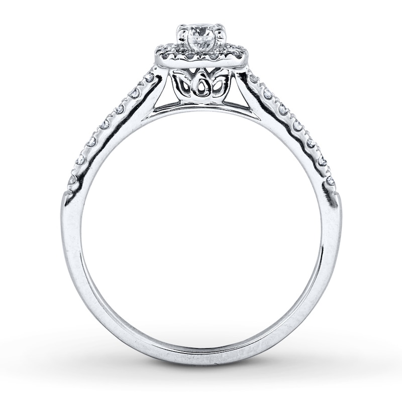 Previously Owned Diamond Engagement Ring 3/8 ct tw Round-cut 10K White Gold - Size 5.25