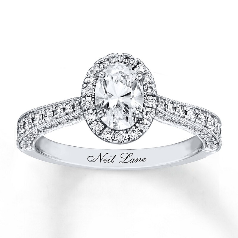 Main Image 1 of Previously Owned Neil Lane Engagement Ring 1-3/8 ct tw Oval-cut 14K White Gold - Size 5