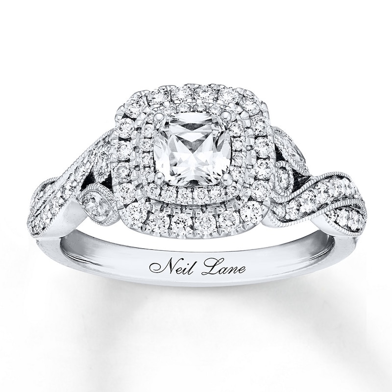 Previously Owned Neil Lane Diamond Engagement Ring 1 ct tw Cushion & Round-cut 14K White Gold - Size 5