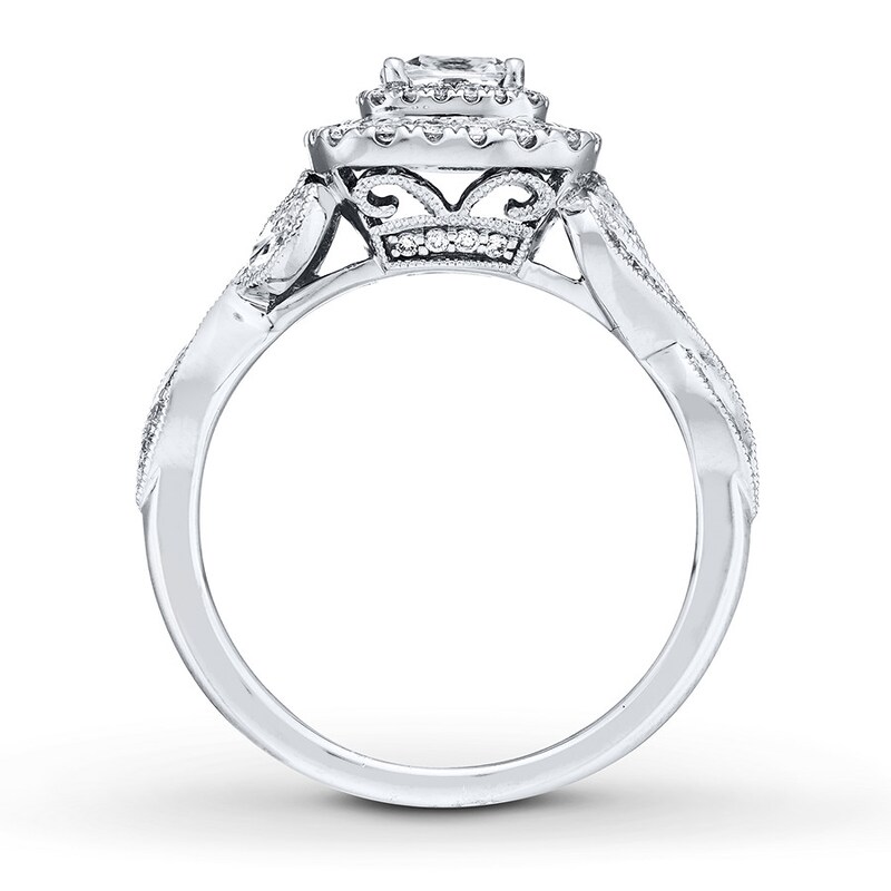 Main Image 2 of Previously Owned Neil Lane Diamond Engagement Ring 1 ct tw Cushion & Round-cut 14K White Gold - Size 5