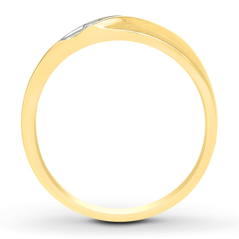 Main Image 2 of Previously Owned Men's Diamond Wedding Band 1/15 ct tw Round-cut 10K Yellow Gold - Size 14