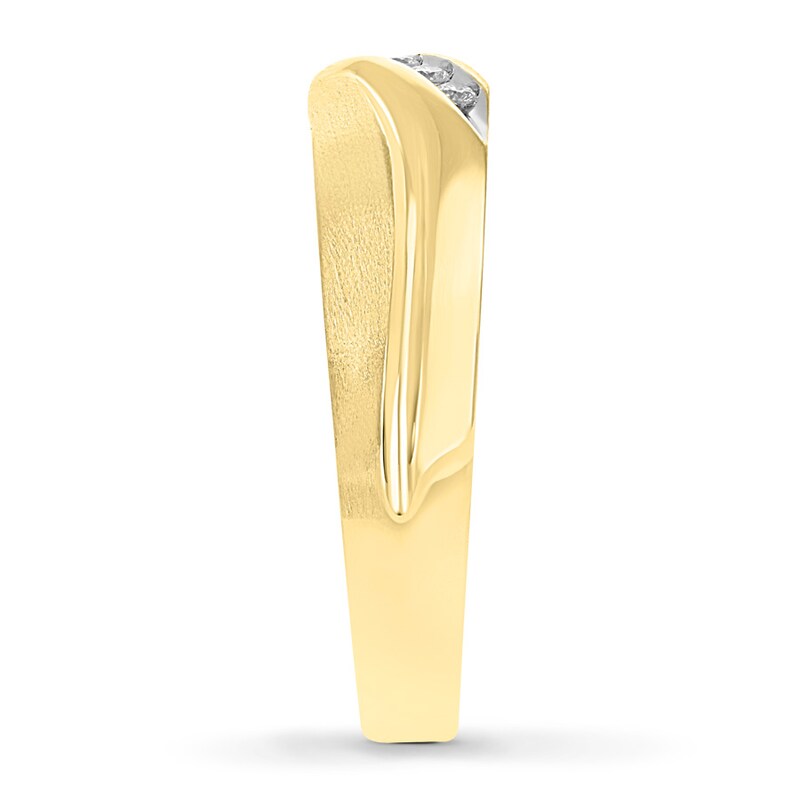 Main Image 3 of Previously Owned Men's Diamond Wedding Band 1/15 ct tw Round-cut 10K Yellow Gold - Size 14
