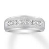 Thumbnail Image 1 of Previously Owned Men's Diamond Wedding Band 1/2 ct tw Round-cut 10K White Gold - Size 9.75