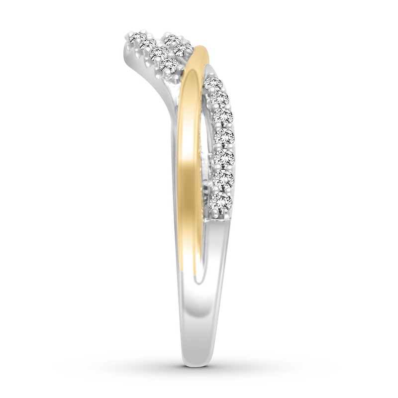 Main Image 3 of Previously Owned Diamond Anniversary Band 1/4 ct tw Round-cut 14K Two-Tone Gold - Size 5