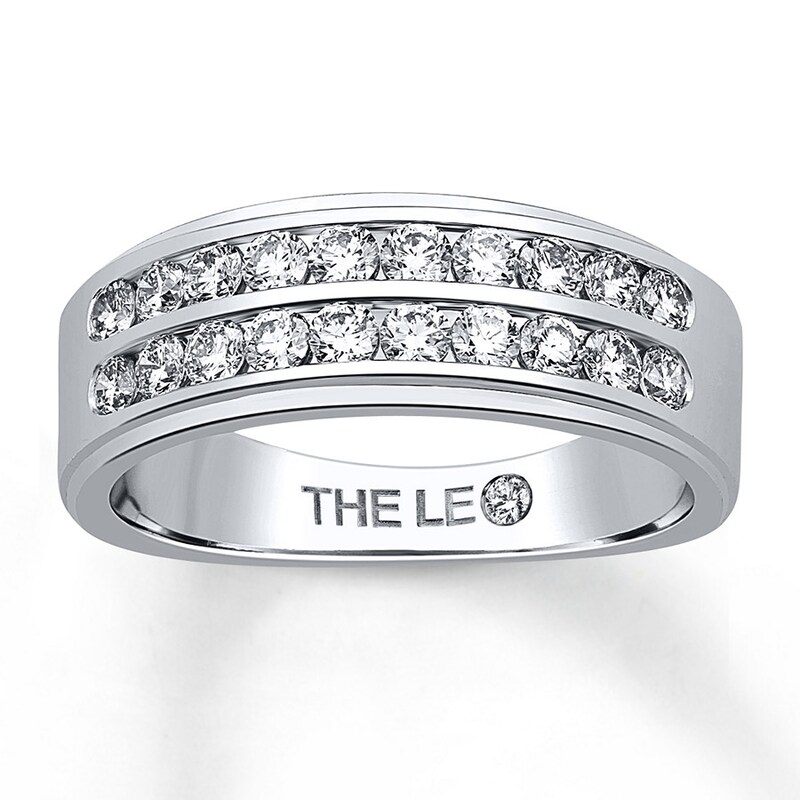 Main Image 1 of Previously Owned THE LEO Men's Wedding Band 1 ct tw Round-cut Diamonds 14K White Gold Size 7.5