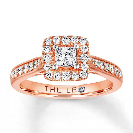 Previously Owned THE LEO Diamond Engagement Ring 5/8 ct tw Princess & Round-cut 14K Rose Gold Size 4.75
