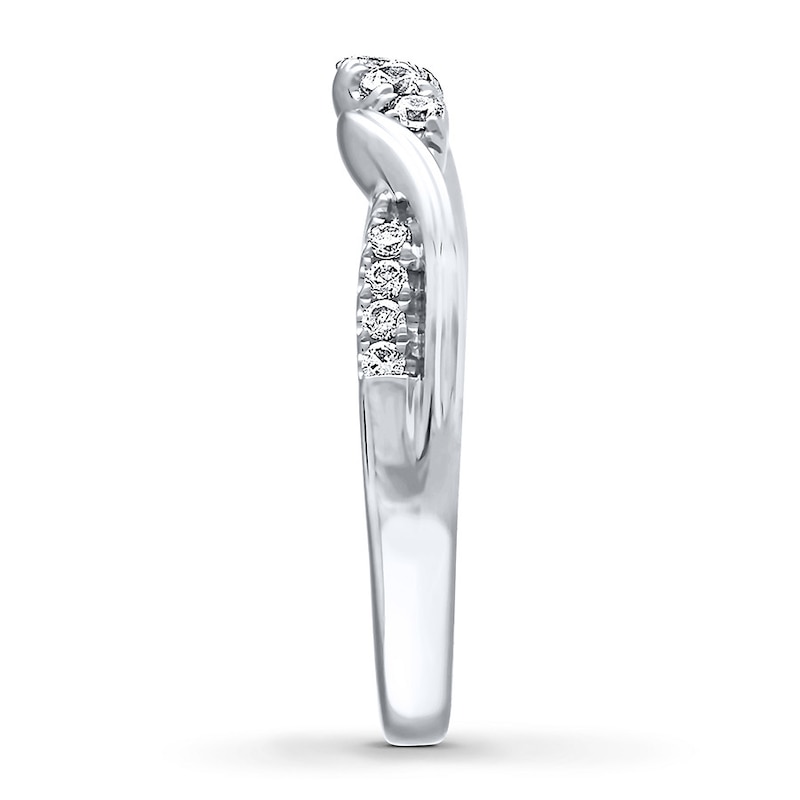 Main Image 3 of Previously Owned THE LEO Diamond Wedding Band 1/4 ct tw Round-cut 14K White Gold - Size 10