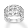 Thumbnail Image 0 of Previously Owned Diamond Ring 3/4 ct tw Round & Baguette-cut 10K White Gold - Size 8.75