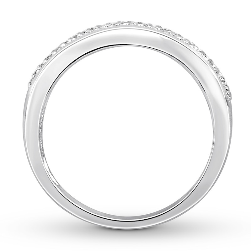 Main Image 2 of Previously Owned Diamond Ring 3/4 ct tw Round & Baguette-cut 10K White Gold - Size 8.75