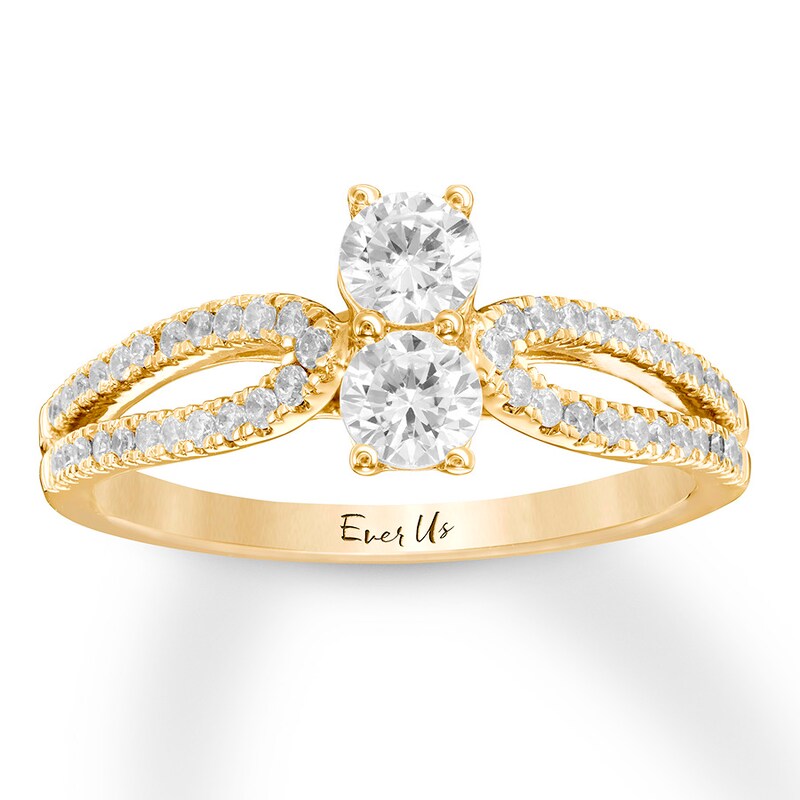 Main Image 1 of Previously Owned Ever Us Diamond Engagement Ring 3/4 ct tw Round-cut 14K Yellow Gold - Size 8.5