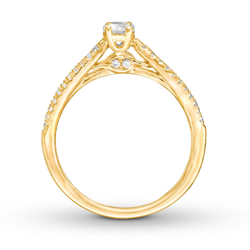 Main Image 2 of Previously Owned Ever Us Diamond Engagement Ring 3/4 ct tw Round-cut 14K Yellow Gold - Size 8.5