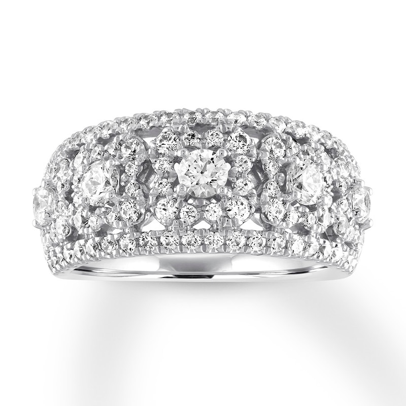 Main Image 1 of Previously Owned Diamond Anniversary Band 1-1/2 ct tw Round-cut 14K White Gold Size 9