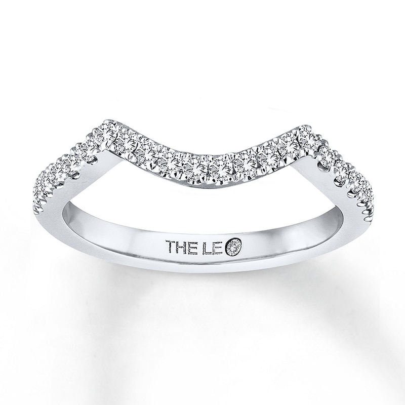 Main Image 1 of Previously Owned THE LEO Diamond Wedding Band 1/4 ct tw Round-cut 14K White Gold - Size 5