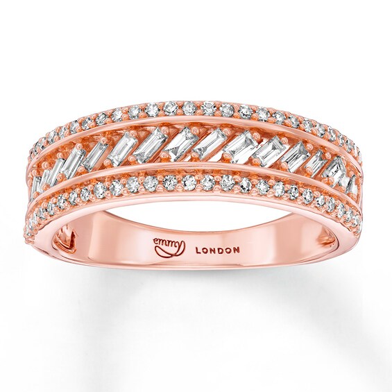 Previously Owned Emmy London Diamond Ring 1/2 ct tw Baguette & Round 10K Rose Gold
