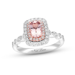 Previously Owned Neil Lane Morganite Engagement Ring 5/8 ct tw Round-cut Diamonds 14K Two-Tone Gold