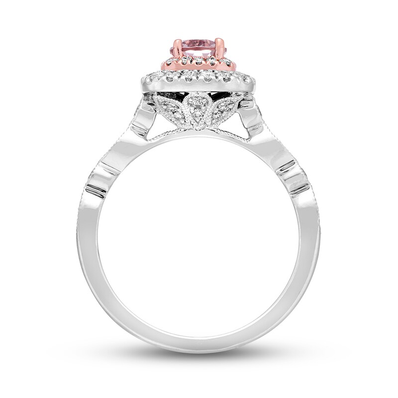 Main Image 2 of Previously Owned Neil Lane Morganite Engagement Ring 5/8 ct tw Round-cut Diamonds 14K Two-Tone Gold