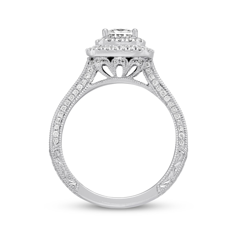 Previously Owned Neil Lane Engagement Ring 1-1/2 ct tw Princess & Round-cut Diamonds 14K White Gold