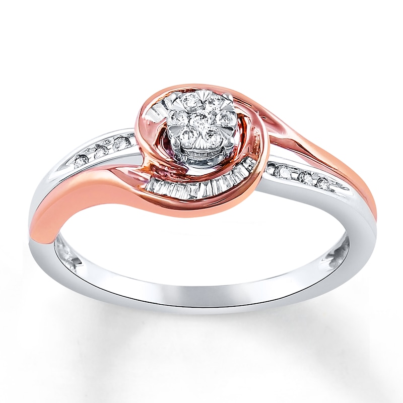 Main Image 1 of Previously Owned Diamond Ring 1/5 ct tw Baguette & Round 10K Two-Tone Gold