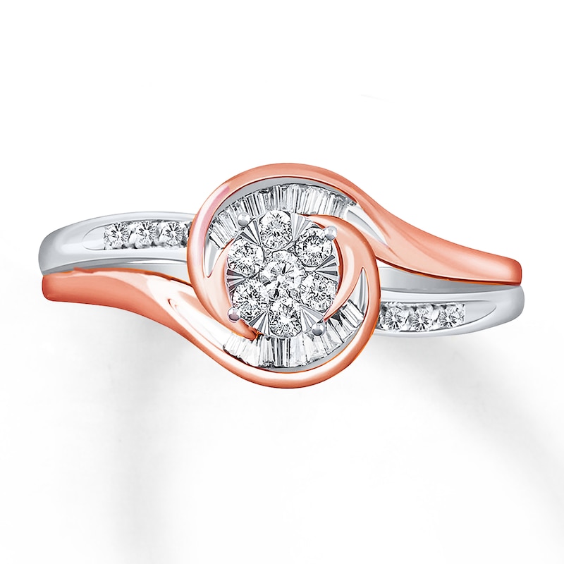 Main Image 2 of Previously Owned Diamond Ring 1/5 ct tw Baguette & Round 10K Two-Tone Gold