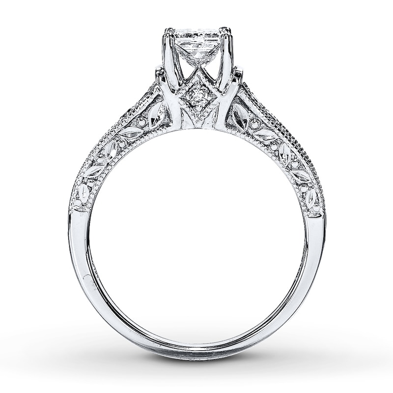 Main Image 2 of Previously Owned Diamond Engagement Ring 3/4 ct tw Princess & Round-cut 14K White Gold