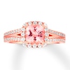 Thumbnail Image 1 of Previously Owned Morganite Engagement Ring 3/8 ct tw Round-cut Diamonds 14K Rose Gold