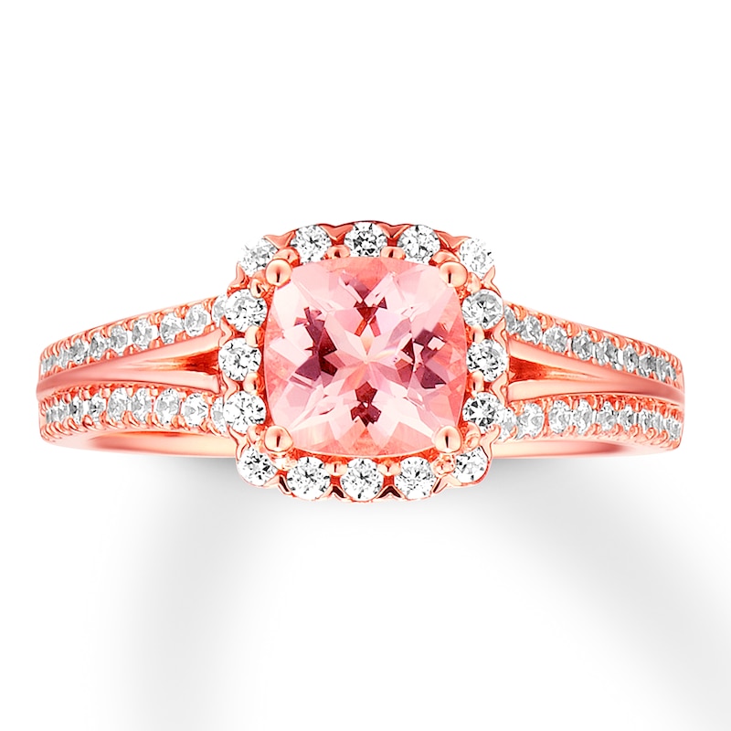 Main Image 1 of Previously Owned Morganite Engagement Ring 3/8 ct tw Round-cut Diamonds 14K Rose Gold