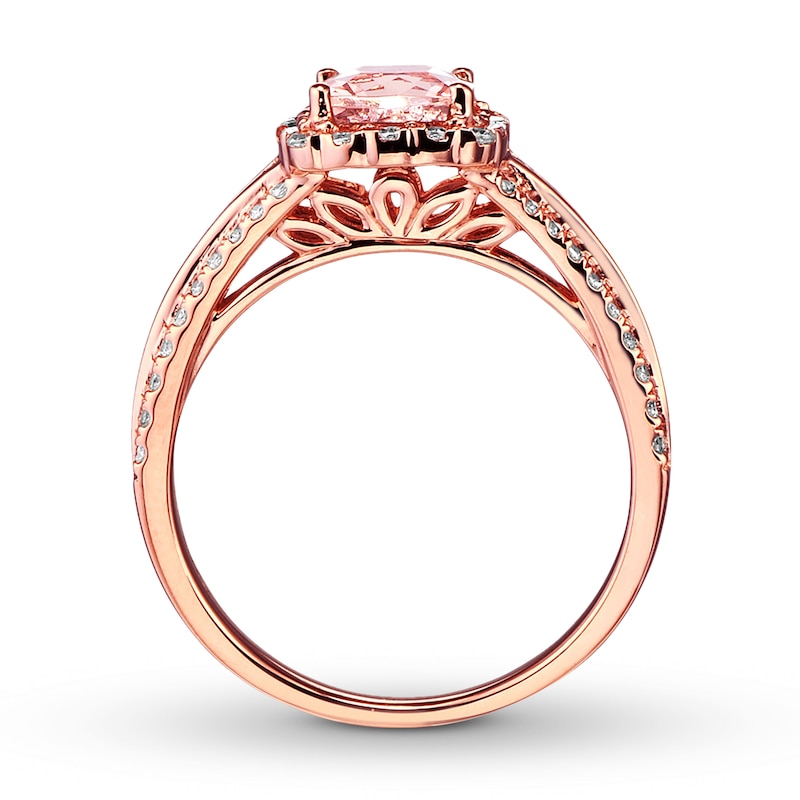 Main Image 2 of Previously Owned Morganite Engagement Ring 3/8 ct tw Round-cut Diamonds 14K Rose Gold
