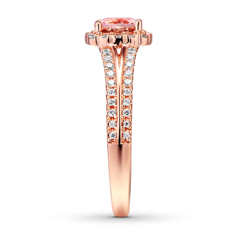Main Image 3 of Previously Owned Morganite Engagement Ring 3/8 ct tw Round-cut Diamonds 14K Rose Gold