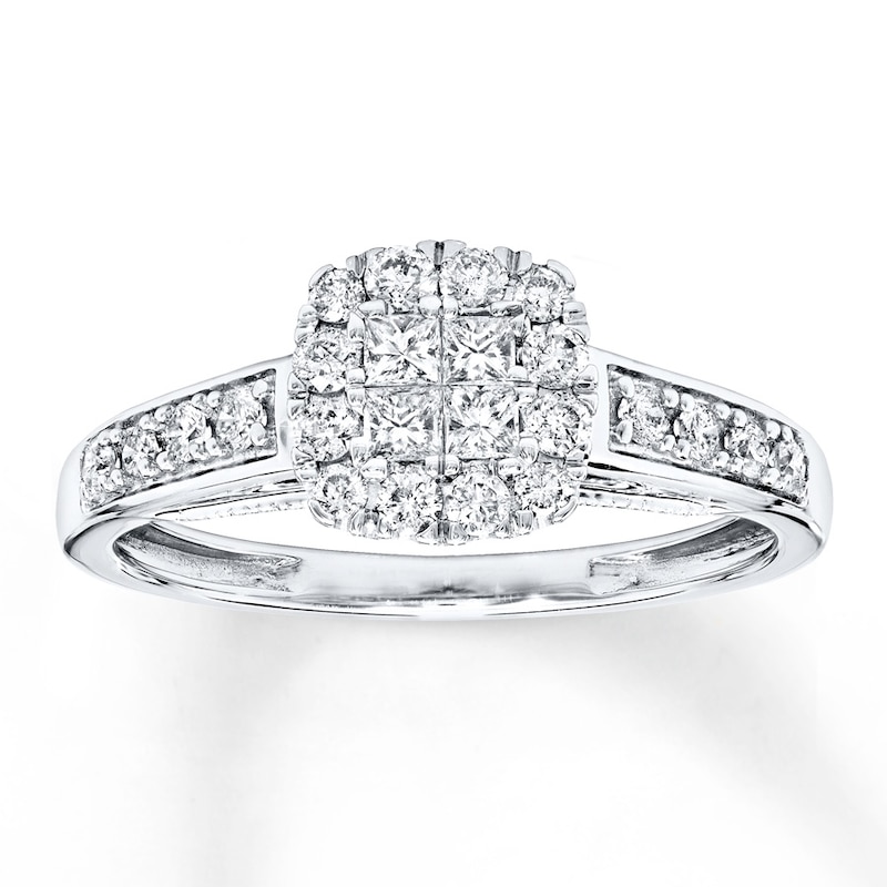 Main Image 1 of Previously Owned Diamond Ring 1/2 ct tw Princess & Round 10K White Gold